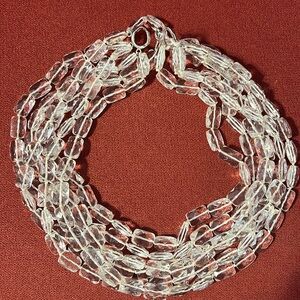 Clear 5 strand sterling designer choker necklace
With extender